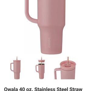 Owala 40 oz. Pink Stainless Steel Straw Tumbler with Handle